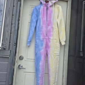Colorful Tie-Dye Hooded Jumpsuit